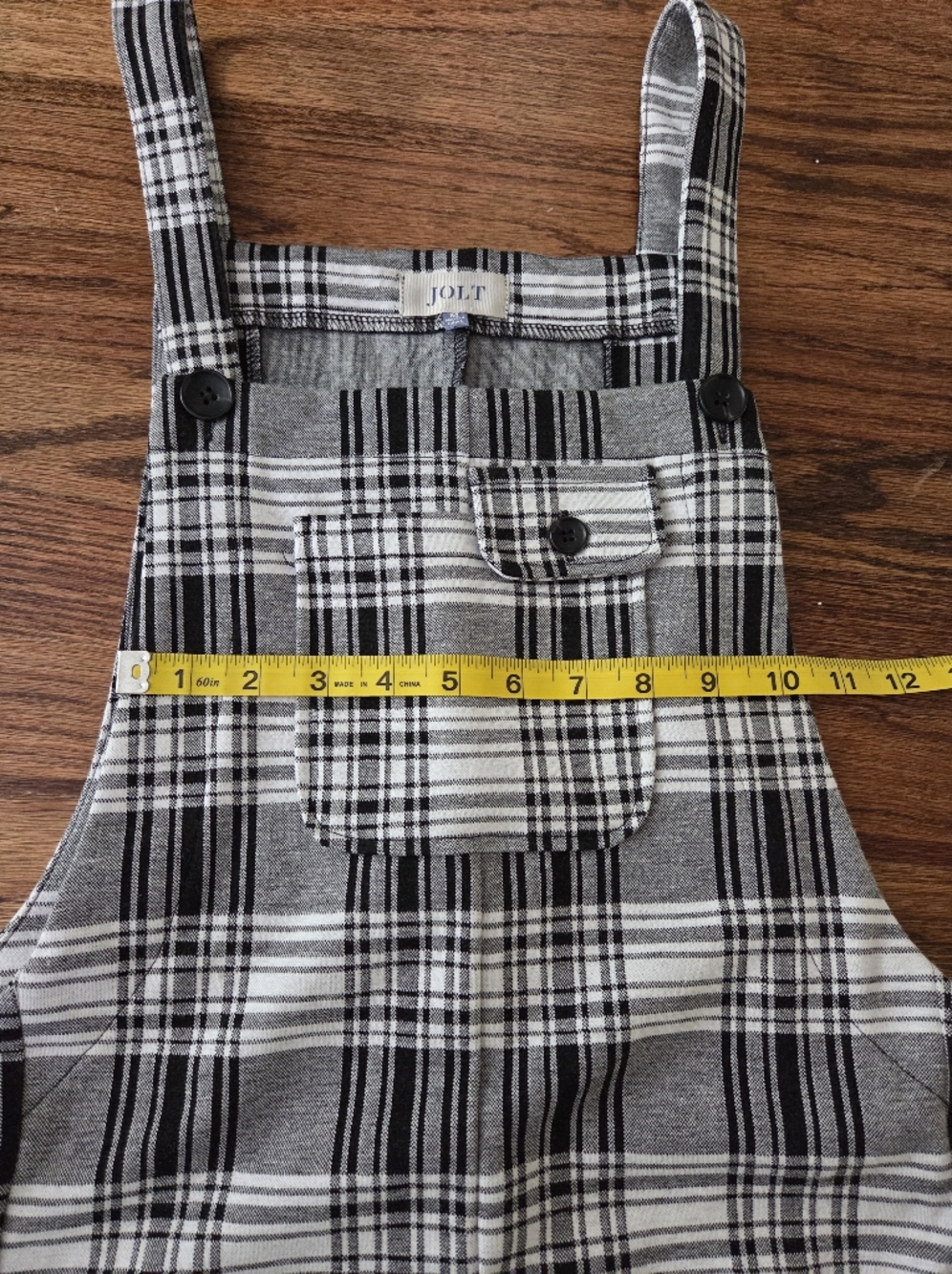 Jolt Black & White Plaid Overall Pinafore Size M - Picture 7 of 8